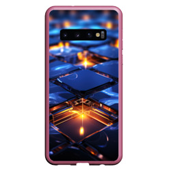 Синие плиты с золотым свечением – Чехол для Samsung Galaxy S10 с принтом купить