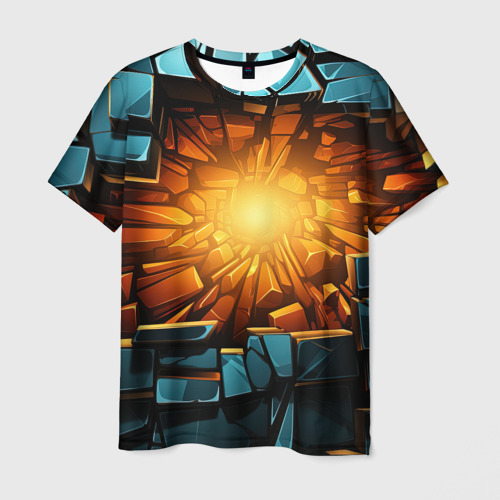 Мужская футболка 3D Геометрическая огненная яма-дыра иллюзия, цвет 3D печать