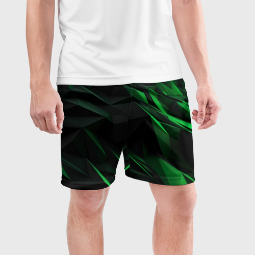 Мужские шорты спортивные с принтом Вихрь абстрактных линий, фото на моделе #1