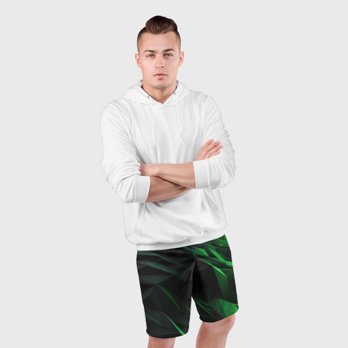 Мужские шорты спортивные с принтом Вихрь абстрактных линий, фото #4