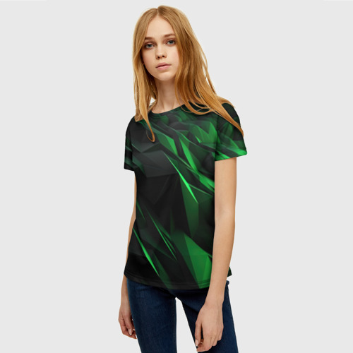 Женская футболка 3D с принтом Вихрь абстрактных линий, фото на моделе #1