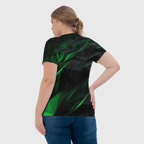 Женская футболка 3D с принтом Вихрь абстрактных линий, вид сзади #2