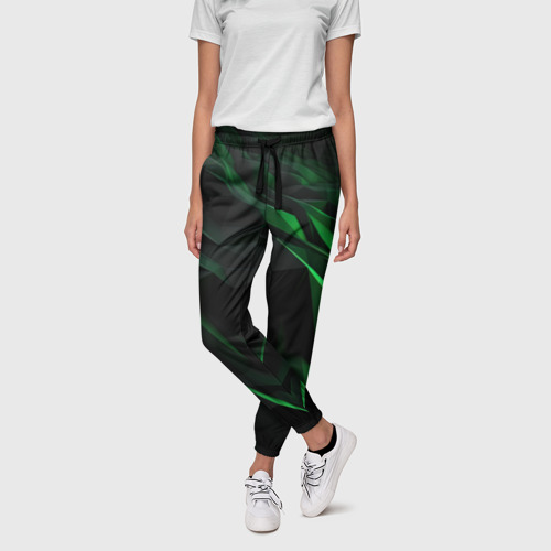Женские брюки 3D с принтом Вихрь абстрактных линий, фото на моделе #1