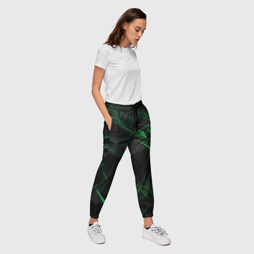 Женские брюки 3D с принтом Вихрь абстрактных линий, вид сбоку #3