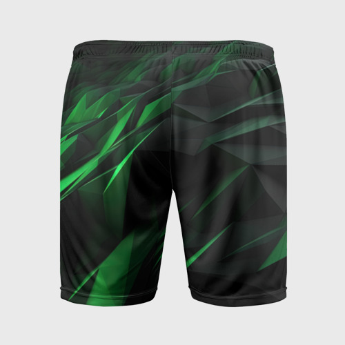 Мужские шорты спортивные с принтом Вихрь абстрактных линий, вид сзади #1