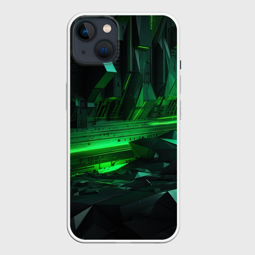 Чехол для iPhone 14 Plus с принтом Глубина зеленого абстракта, вид спереди №1