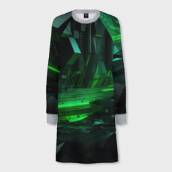 Глубина зеленого абстракта – Женское платье-свитшот 3D с принтом купить