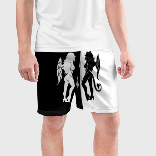 Мужские шорты спортивные Ангел и Демон - секси добро и зло, цвет 3D печать - фото 3