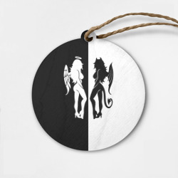 Деревянная игрушка круг Ангел и Демон - секси добро и зло