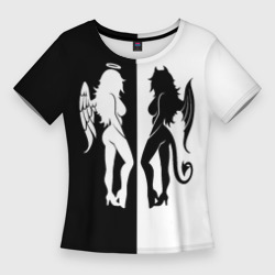 Ангел и Демон - секси добро и зло – Женская футболка 3D Slim с принтом купить