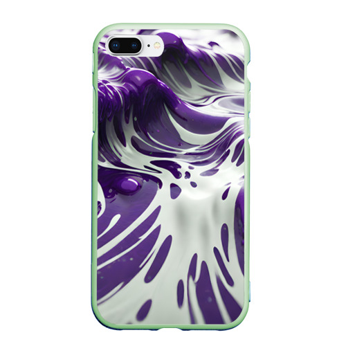 Чехол для iPhone 7Plus/8 Plus матовый с принтом Бело-фиолетовая краска, вид спереди #2