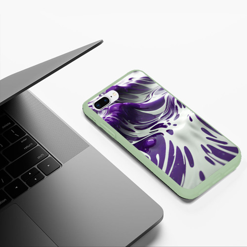 Чехол для iPhone 7Plus/8 Plus матовый с принтом Бело-фиолетовая краска, фото #5