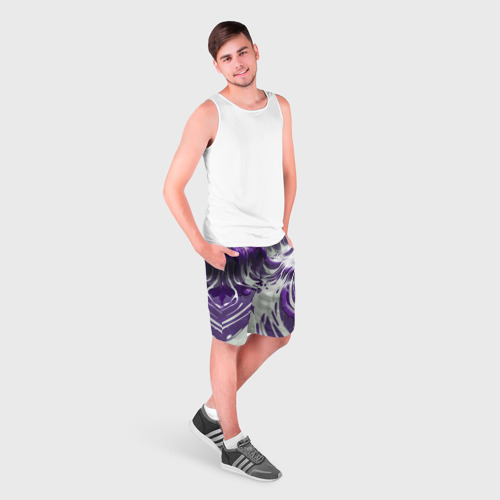 Мужские шорты 3D с принтом Бело-фиолетовая краска, фото на моделе #1