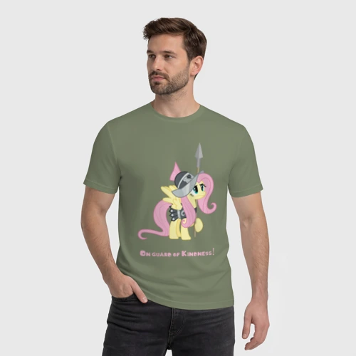 Мужская футболка хлопок с принтом Флаттершай на страже добра, фото на моделе #1