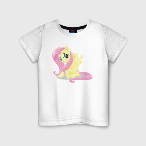 Детская футболка хлопок с принтом Флаттершай из My Little Pony в кино, вид спереди #2