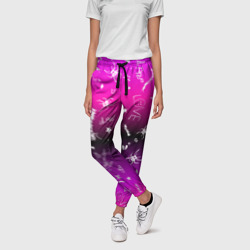Женские брюки 3D Тату Лил Пипа на фиолетовом - фото 2