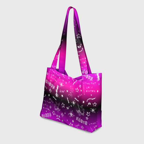 Пляжная сумка 3D Тату Лил Пипа на фиолетовом - фото 3
