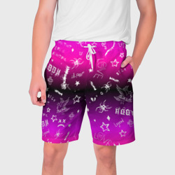 Мужские шорты 3D Тату Лил Пипа на фиолетовом