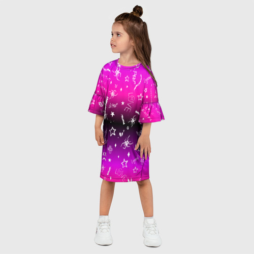 Детское платье 3D Тату Лил Пипа на фиолетовом, цвет 3D печать - фото 3