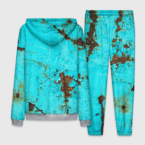 Мужской костюм 3D Текстура бирюзового, с облезшей краской металла со ржавчиной, цвет меланж - фото 2