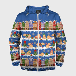 Мужская ветровка 3D Капибара зимой в городе