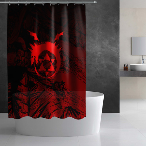 Штора 3D для ванной Красный знак уроборос - Стальной алхимик - фото 2