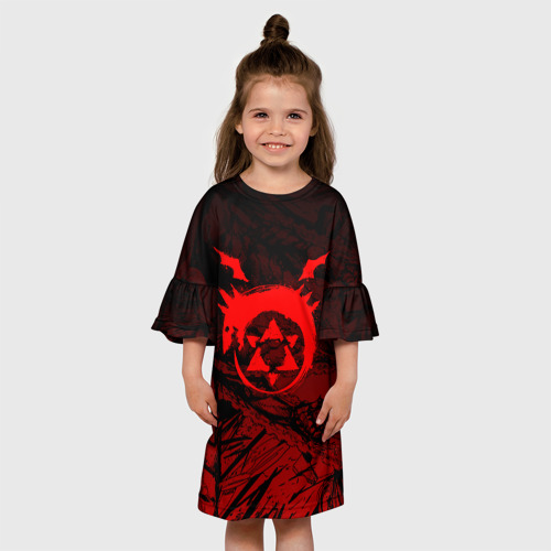 Детское платье 3D Красный знак уроборос - Стальной алхимик, цвет 3D печать - фото 4