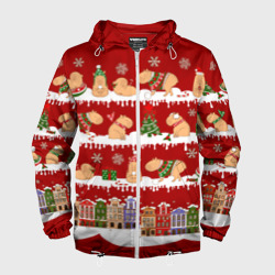 Мужская ветровка 3D Капибара на отдыхе в городе