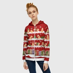 Женская толстовка 3D на молнии Капибара на отдыхе в городе - фото 2