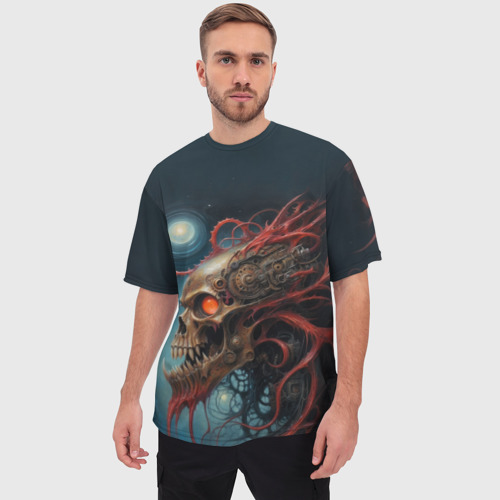 Мужская футболка oversize 3D Череп под луной , цвет 3D печать - фото 3