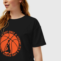 Женская футболка хлопок Oversize Баскетбол это выбор жизни - фото 2