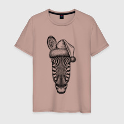 Голова зебры новогодней – Мужская футболка хлопок с принтом купить со скидкой в -20%