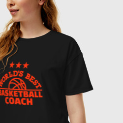 Женская футболка хлопок Oversize Лучший в мире баскетбольный тренер - фото 2