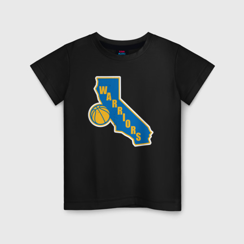 Детская футболка хлопок с принтом Warriors state, вид спереди #2