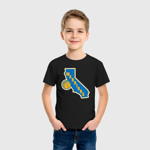 Детская футболка хлопок с принтом Warriors state, фото на моделе #1