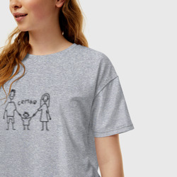 Женская футболка хлопок Oversize Счастливая семья - фото 2