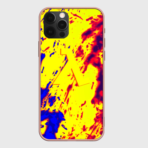 Чехол для iPhone 12 Pro Max с принтом Half life toxic yellow fire, вид спереди #2
