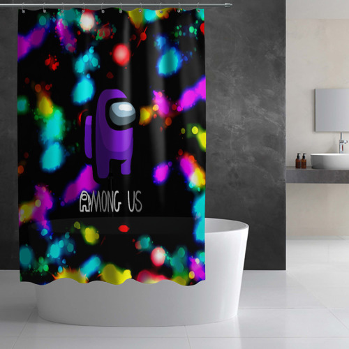 Штора 3D для ванной Among us blink neon - фото 2