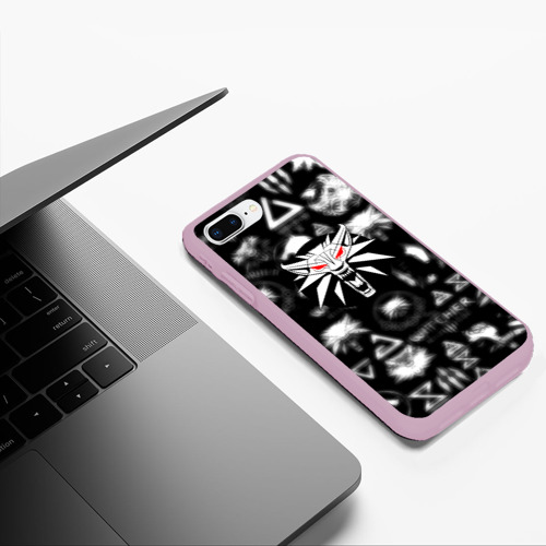 Чехол для iPhone 7Plus/8 Plus матовый с принтом Ведьмак логотипы серые, фото #5