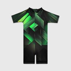 Асимметричный узор зелени – Детский купальный костюм 3D с принтом купить