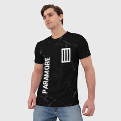 Мужская футболка 3D Paramore glitch на темном фоне вертикально - фото 2