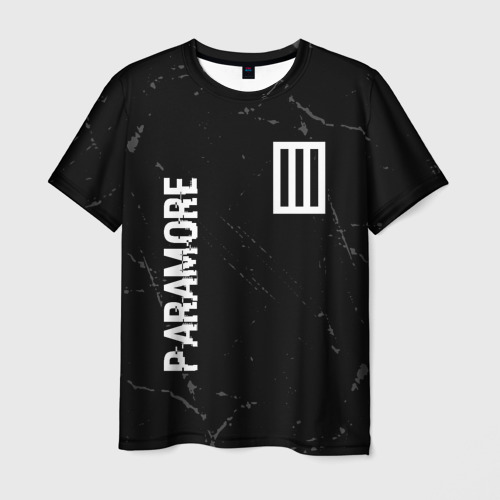 Мужская футболка 3D Paramore glitch на темном фоне вертикально, цвет 3D печать