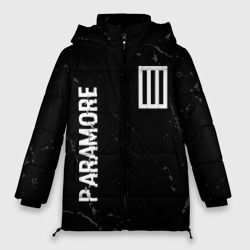 Женская зимняя куртка Oversize Paramore glitch на темном фоне вертикально