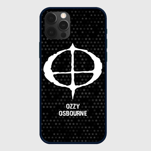 Чехол для iPhone 12 Pro с принтом Ozzy Osbourne glitch на темном фоне, вид спереди #2