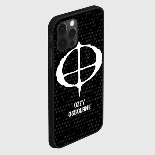 Чехол для iPhone 12 Pro с принтом Ozzy Osbourne glitch на темном фоне, вид сбоку #3