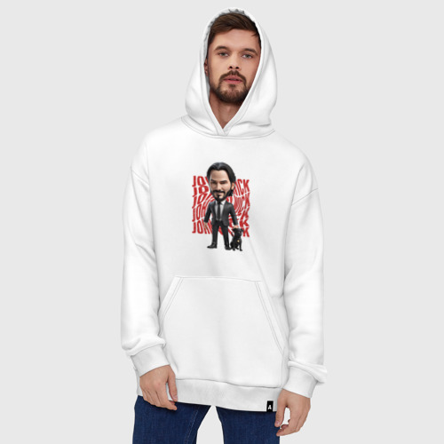 Худи SuperOversize хлопок John Wick Chibi with dog, цвет белый - фото 5