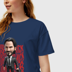 Женская футболка хлопок Oversize John Wick Chibi with dog - фото 2