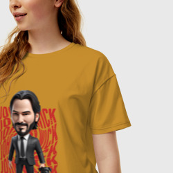 Женская футболка хлопок Oversize John Wick Chibi with dog - фото 2