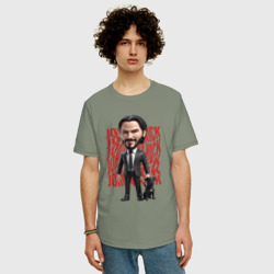 Мужская футболка хлопок Oversize John Wick Chibi with dog - фото 2