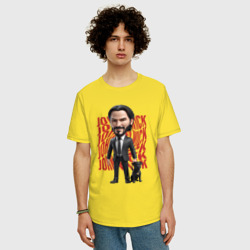 Мужская футболка хлопок Oversize John Wick Chibi with dog - фото 2